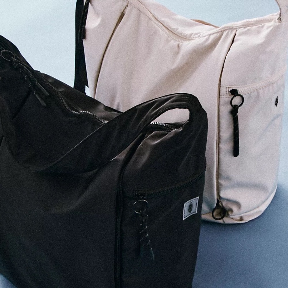 Free People No Time Zones Carryall Tote Black Nylon Gym Bag Oversized Purse
